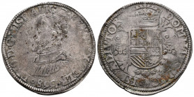 Philip II (1556-1598). 1 escudo felipe. 1558. Nimega. (Tauler-1179). (Vti-1178). (Vanhoudt-253 NIJ). Ag. 33,53 g. Roundel at the begining of the legen...