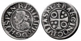Philip III (1598-1621). 1/2 croat. 1612. Barcelona. (Cal-375). Ag. 1,22 g. The cross does not divide the legend on reverse. Almost VF. Est...35,00. 
...
