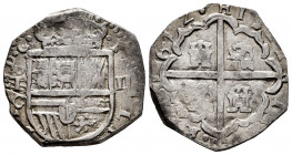 Philip III (1598-1621). 2 reales. 1612. Toledo. C. (Cal-702). Ag. 6,71 g. VF. Est...120,00. 

Spanish Description: Felipe III (1598-1621). 2 reales....