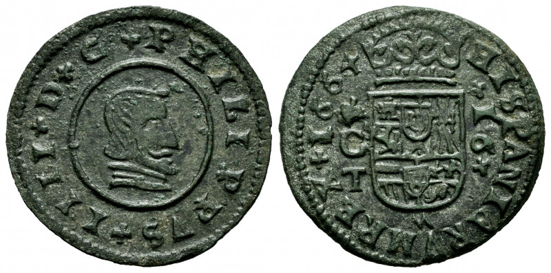 Philip IV (1621-1665). 16 maravedis. 1664. Córdoba. TM. (Cal-445). Ae. 4,24 g. T...