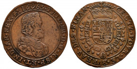 Philip IV (1621-1665). Jetón. 1667. Brussels. (Dugn-4215). (Vq-13890). Ae. 6,41 g. Finance Office. Choice VF. Est...35,00. 

Spanish Description: Fe...