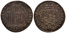 Philip IV (1621-1665). Jetón. 1649. Antwerpen. (Dugn-4027). (Vq-13842). Ae. 5,61 g. Peace negotiations between Spain and France. Choice VF. Est...50,0...