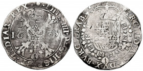 Philip IV (1621-1665). 1 patagon. 1933. Antwerpen. (Tauler-2567). (Vanhoudt-645 AN). (Vti-939). Ag. 27,68 g. Choice F. Est...90,00. 

Spanish Descri...