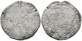 Philip IV (1621-1665). 1 patagon. 1653. Antwerpen. (Tauler-2586). (Vanhoudt-645 AN). (Vti-955). Ag. 27,55 g. Almost VF. Est...110,00. 

Spanish Desc...