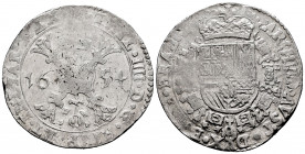 Philip IV (1621-1665). 1 patagon. 1654. Antwerpen. (Tauler-2587). (Vanhoudt-645 AN). (Vti-957). Ag. 28,07 g. Choice F. Est...90,00. 

Spanish Descri...