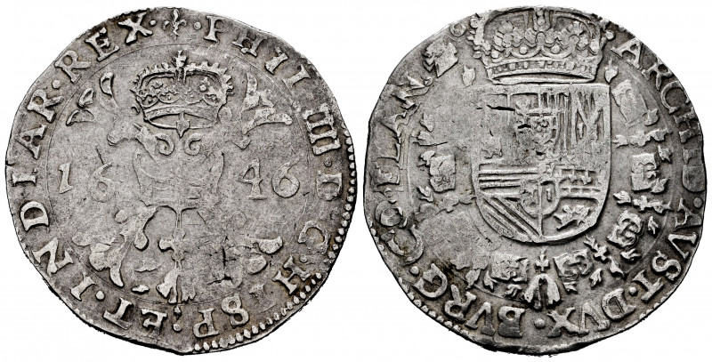 Philip IV (1621-1665). 1 patagon. 1646. Bruges. (Tauler-2677). (Vanhoudt-645 BG)...