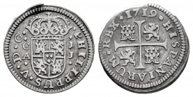 Philip V (1700-1746). 1/2 real. 1719. Cuenca. JJ. (Cal-105). Ag. 1,20 g. PHILIPPUS. Choice VF. Est...30,00. 

Spanish Description: Felipe V (1700-17...