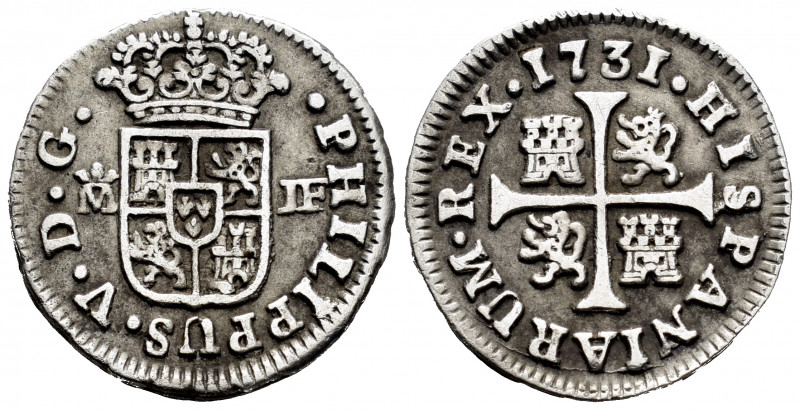 Philip V (1700-1746). 1/2 real. 1731. Madrid. JF. (Cal-182). Ag. 1,46 g. VF. Est...