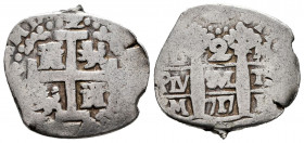 Philip V (1700-1746). 2 reales. 1717. Lima. M. (Cal-730). Ag. 5,62 g. Traces of welding on edge. Choice F. Est...75,00. 

Spanish Description: Felip...