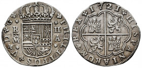 Philip V (1700-1746). 2 reales. 1721. Madrid. A. (Cal-774). Ag. 4,07 g. VF. Est...40,00. 

Spanish Description: Felipe V (1700-1746). 2 reales. 1721...