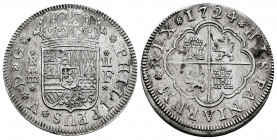 Philip V (1700-1746). 2 reales. 1724. Segovia. F. (Cal-959). Ag. 6,29 g. Almost XF. Est...90,00. 

Spanish Description: Felipe V (1700-1746). 2 real...