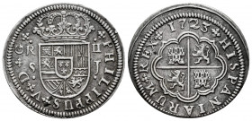 Philip V (1700-1746). 2 reales. 1723. Sevilla. J. (Cal-981). Ag. 5,69 g. Choice VF. Est...70,00. 

Spanish Description: Felipe V (1700-1746). 2 real...
