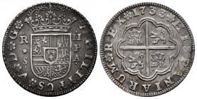 Philip V (1700-1746). 2 reales. 1733. Sevilla. PA. (Cal-989). Ag. 5,93 g. Choice VF. Est...80,00. 

Spanish Description: Felipe V (1700-1746). 2 rea...