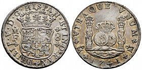 Philip V (1700-1746). 8 reales. 1741. México. MF. (Cal-1458). Ag. 26,93 g. Scratch on obverse. Almost XF. Est...350,00. 

Spanish Description: Felip...