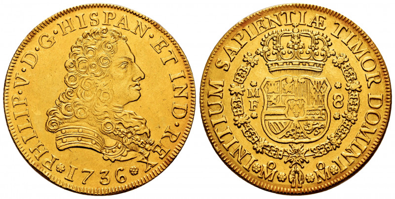 Philip V (1700-1746). 8 escudos. 1736. México. MF. (Cal-2235). (Cal onza-429). A...