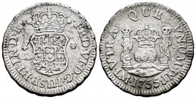 Ferdinand VI (1746-1759). 1/2 real. 1755. Lima. JM over JD. (Cal-55). Ag. 1,65 g. Rectified assayers marks. VF. Est...70,00. 

Spanish Description: ...