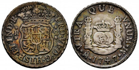 Ferdinand VI (1746-1759). 2 reales. 1747. México. M. (Cal-285). Ag. 6,61 g. Toned. VF. Est...60,00. 

Spanish Description: Fernando VI (1746-1759). ...