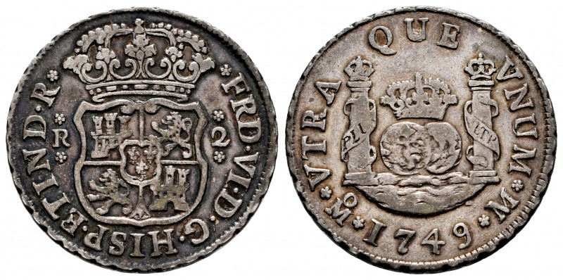 Ferdinand VI (1746-1759). 2 reales. 1749. México. M. (Cal-287). Ag. 6,61 g. VF. ...