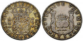 Ferdinand VI (1746-1759). 4 reales. 1758. México. (Cal-392). Ag. 13,28 g. Patina. VF. Est...250,00. 

Spanish Description: Fernando VI (1746-1759). ...