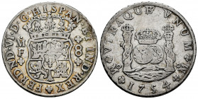 Ferdinand VI (1746-1759). 8 reales. 1754. México. MF. (Cal-482). Ag. 26,48 g. Almost VF. Est...170,00. 

Spanish Description: Fernando VI (1746-1759...