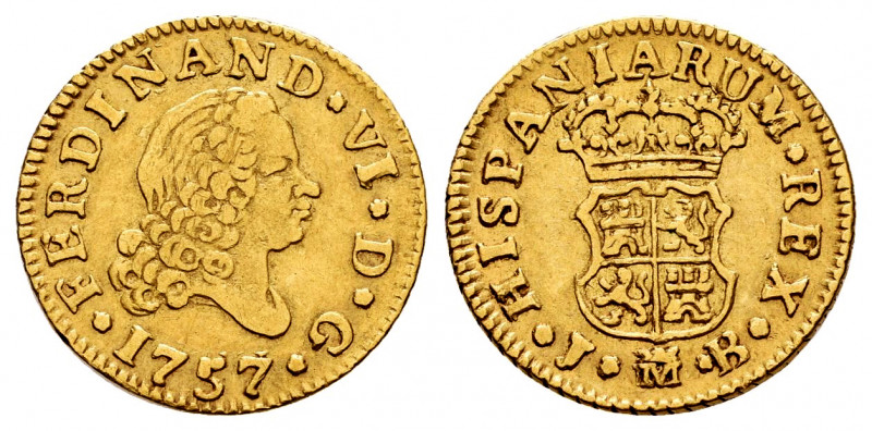 Ferdinand VI (1746-1759). 1/2 escudo. 1757. Madrid. JB. (Cal-561). Au. 1,74 g. F...