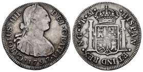 Charles III (1759-1788). 2 reales. 1797. Guatemala. M. (Cal-555). Ag. 6,65 g. Almost VF. Est...50,00. 

Spanish Description: Carlos III (1759-1788)....
