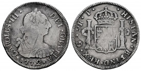 Charles III (1759-1788). 2 reales. 1772. Guatemala. P. (Cal-558). Ag. 6,73 g. Scarce. Almost VF. Est...120,00. 

Spanish Description: Carlos III (17...
