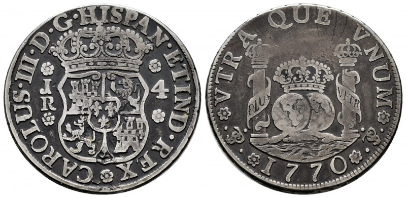 Charles III (1759-1788). 4 reales. 1770. Potosí. JR. (Cal-928). Ag. 13,23 g. Cho...