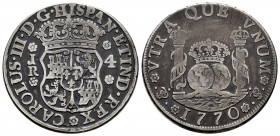 Charles III (1759-1788). 4 reales. 1770. Potosí. JR. (Cal-928). Ag. 13,23 g. Choice F. Est...120,00. 

Spanish Description: Carlos III (1759-1788). ...