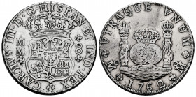 Charles III (1759-1788). 8 reales. 1762. México. MM. (Cal-1080). Ag. 26,80 g. Cross between H and I. Chop mark. Cleaned. Choice VF. Est...250,00. 

...