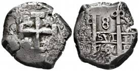 Charles III (1759-1788). 8 reales. 1767. Potosí. V(Y). (Cal-1143). Ag. 26,93 g. Choice F/Almost VF. Est...140,00. 

Spanish Description: Carlos III ...