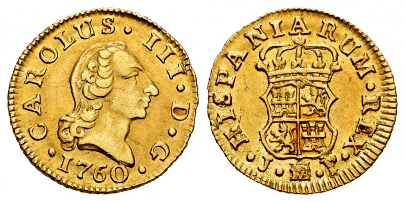 Charles III (1759-1788). 1/2 escudo. 1760. Madrid. JP. (Cal-1242). Au. 1,77 g. F...