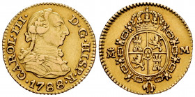 Charles III (1759-1788). 1/2 escudo. 1788. Madrid. M. (Cal-1286). Au. 1,77 g. Minimal hairlines. Choice VF. Est...150,00. 

Spanish Description: Car...