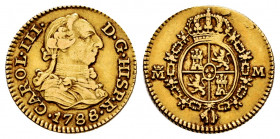 Charles III (1759-1788). 1/2 escudo. 1788. Madrid. M. (Cal-1286). Au. 1,73 g. VF/Choice VF. Est...130,00. 

Spanish Description: Carlos III (1759-17...