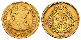 Charles III (1759-1788). 1/2 escudo. 1788. Sevilla. C. (Cal-1318). Au. 1,72 g. VF/Choice VF. Est...150,00. 

Spanish Description: Carlos III (1759-1...