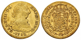 Charles III (1759-1788). 2 escudos. 1782. Popayán. SF. (Cal-1643). Au. 6,74 g. Almost VF/VF. Est...300,00. 

Spanish Description: Carlos III (1759-1...