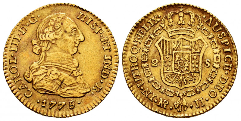 Charles III (1759-1788). 2 escudos. 1775. Santa Fe de Nuevo Reino. JJ. (Cal-1692...