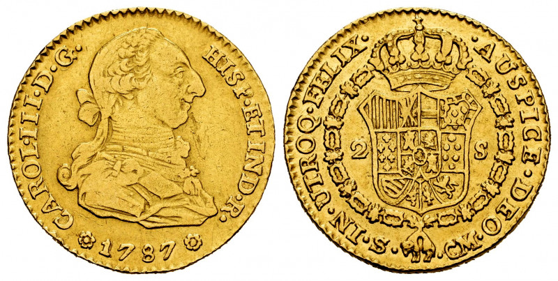 Charles III (1759-1788). 2 escudos. 1787. Sevilla. CM. (Cal-1736). Au. 6,72 g. M...