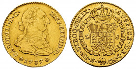 Charles III (1759-1788). 2 escudos. 1787. Sevilla. CM. (Cal-1736). Au. 6,72 g. Minor nicks on edge. Choice F/Almost VF. Est...275,00. 

Spanish Desc...