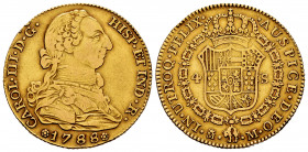 Charles III (1759-1788). 4 escudos. 1788. Madrid. M. (Cal-1795). Au. 13,34 g. The only year with this assayer. Minor nicks on edge. Almost VF/VF. Est....