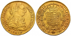 Charles III (1759-1788). 8 escudos. 1787. Sevilla. CM. (Cal-2193). Au. 26,99 g. Cleaned obverse. Scarce. Choice VF. Est...1300,00. 

Spanish Descrip...