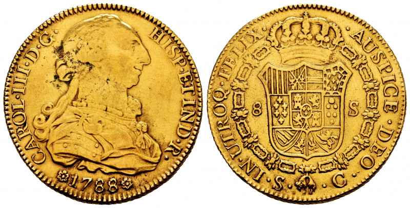 Charles III (1759-1788). 8 escudos. 1788. Sevilla. C. (Cal-2194). (Cal onza-969)...