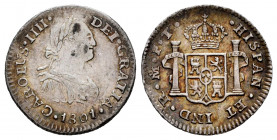 Charles IV (1788-1808). 1/2 real. 1801. México. FT. (Cal-287). Ag. 1,68 g. Choice VF/Almost XF. Est...60,00. 

Spanish Description: Carlos IV (1788-...