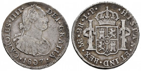 Charles IV (1788-1808). 2 reales. 1807. Lima. JP. (Cal-593). Ag. 5,96 g. Almost VF. Est...30,00. 

Spanish Description: Carlos IV (1788-1808). 2 rea...