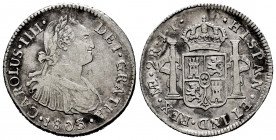 Charles IV (1788-1808). 2 reales. 1803. México. JP. (Cal-588). Ag. 6,84 g. Minor hairlines. VF. Est...50,00. 

Spanish Description: Carlos IV (1788-...