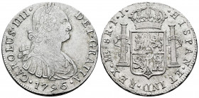 Charles IV (1788-1808). 8 reales. 1796. Lima. IJ. (Cal-913). Ag. 26,63 g. Ex Leunda Collection 30/11/2011, lot 167. Choice VF. Est...110,00. 

Spani...