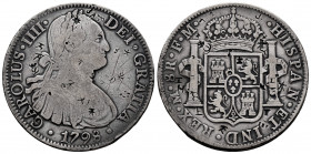 Charles IV (1788-1808). 8 reales. 1798. México. FM. (Cal-961). Ag. 26,61 g. Chop marks. Almost VF. Est...70,00. 

Spanish Description: Carlos IV (17...