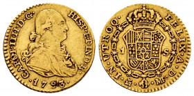 Charles IV (1788-1808). 1 escudo. 1793. Madrid. MF. (Cal-1110). Au. 3,33 g. Almost VF. Est...150,00. 

Spanish Description: Carlos IV (1788-1808). 1...