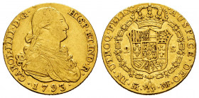 Charles IV (1788-1808). 2 escudos. 1793. Madrid. MF. (Cal-1279). Au. 6,23 g. Almost VF. Est...250,00. 

Spanish Description: Carlos IV (1788-1808). ...