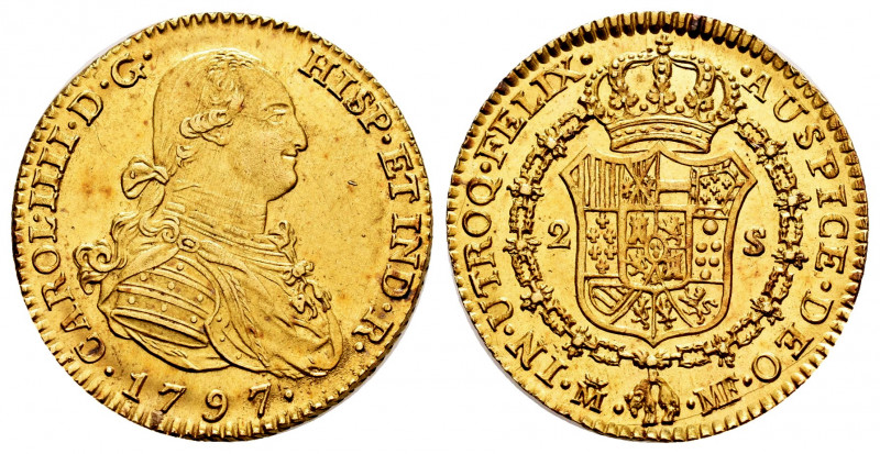 Charles IV (1788-1808). 2 escudos. 1797. Madrid. MF. (Cal-1289). Au. 6,68 g. A g...